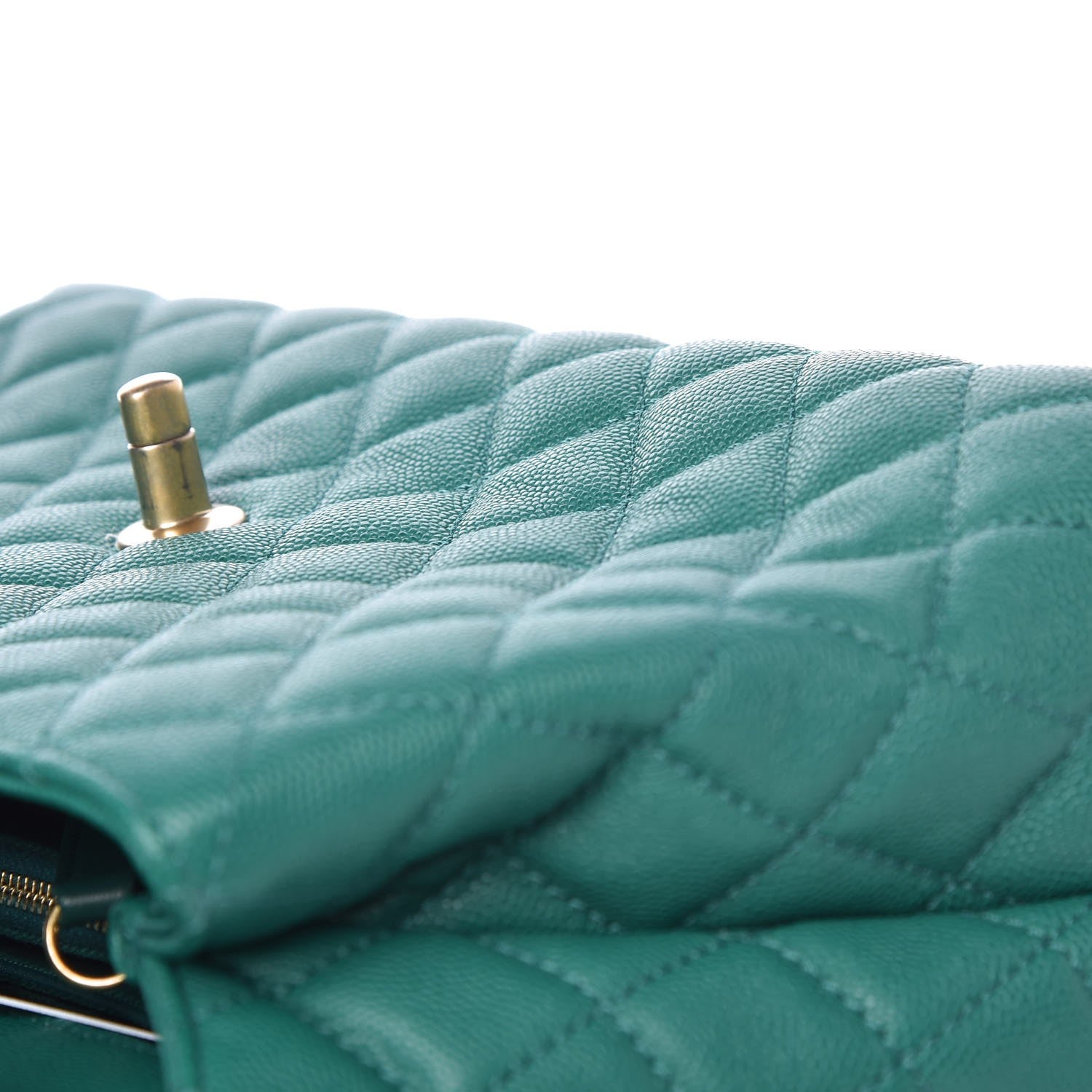 Chanel Caviar Quilted Small Coco Handle Flap Green 18 of 26