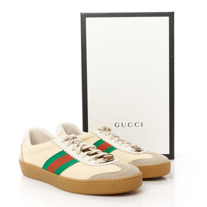 Gucci Calfskin Suede Web Womens G74 Sneakers 38.5 Oatmeal Burro New Mystic White 10 of 10