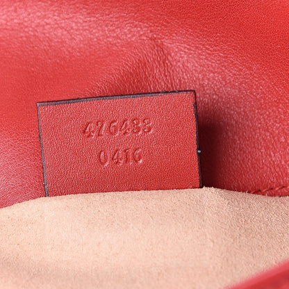 Gucci Calfskin Matelasse Super Mini GG Marmont Shoulder Bag Hibiscus Red 7 of 11