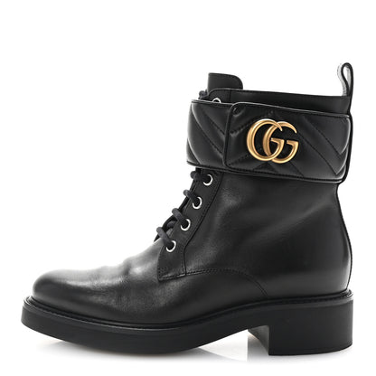 Gucci Flores Calfskin Nappa Matelasse GG 40mm Ankle Boots 37.5 Black 1 of 10