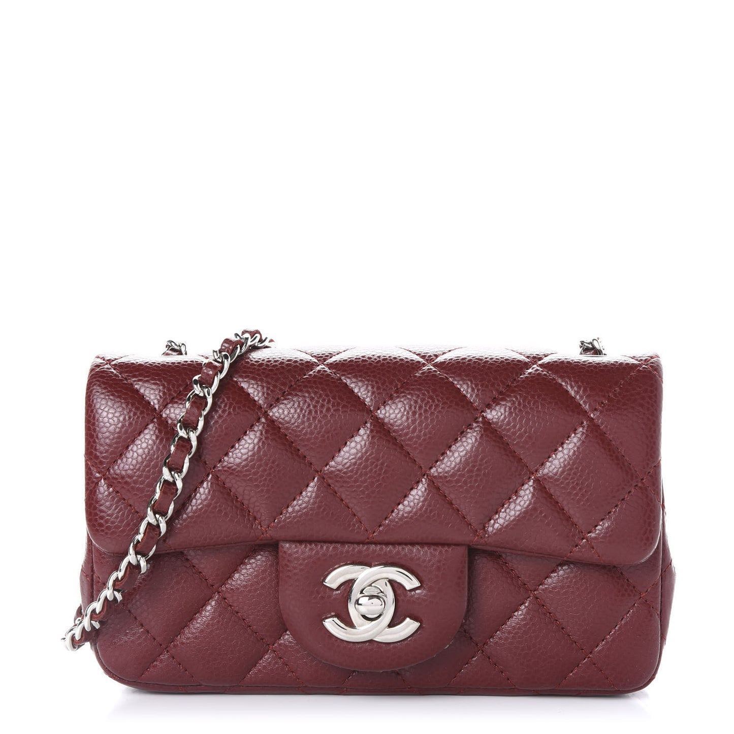 Caviar Quilted Extra Mini Flap Burgundy