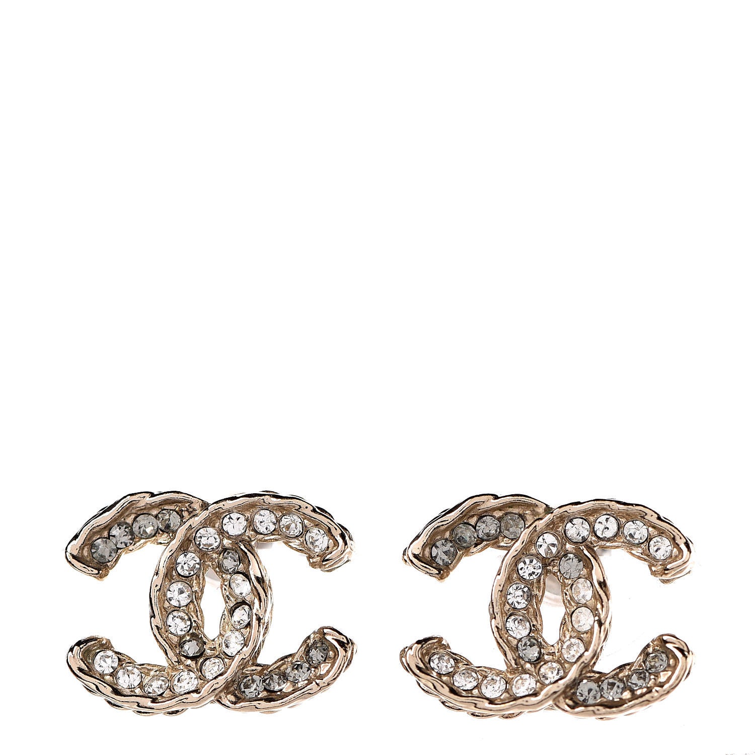 Chanel Crystal CC Earrings Light Gold 1 of 5