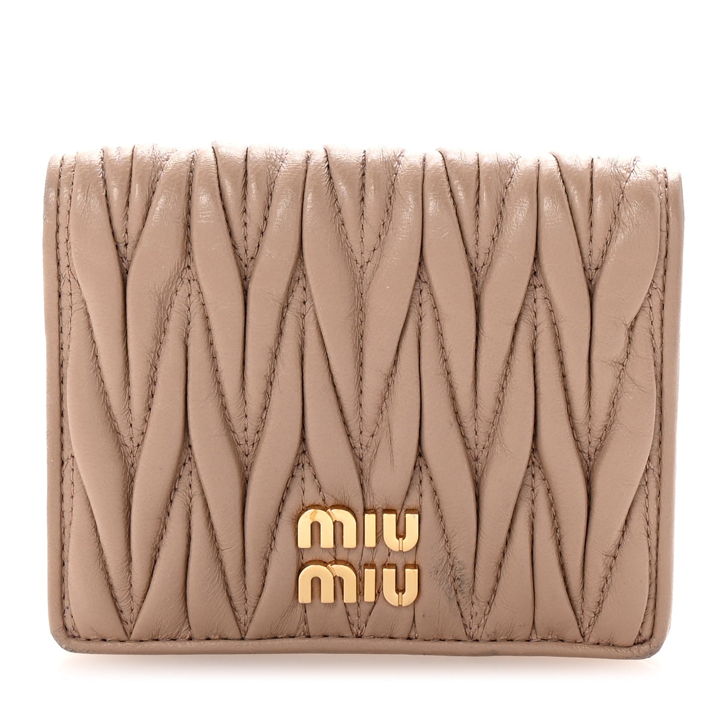 Nappa Matelasse Bi-Fold Compact Wallet Cammeo