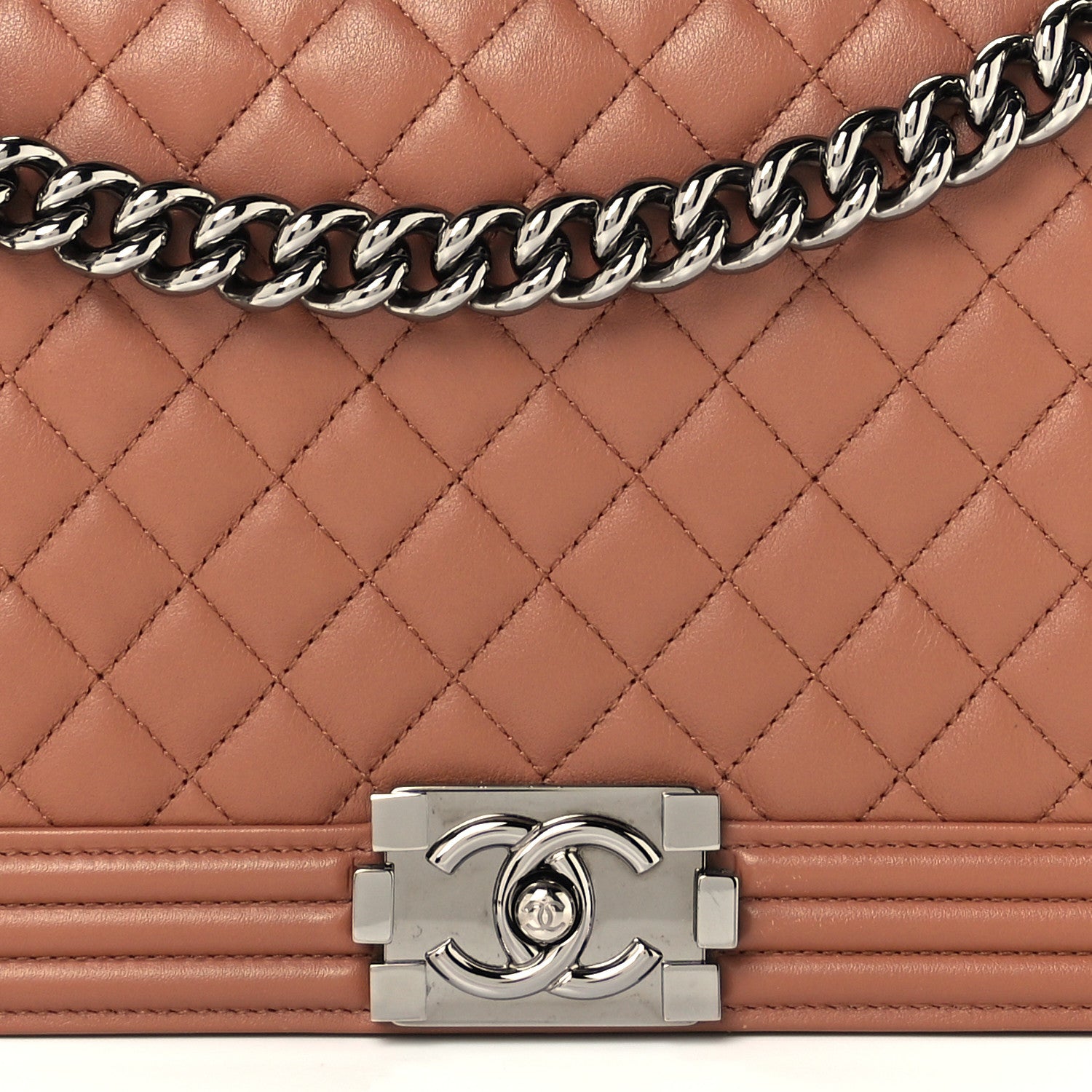 Chanel Calfskin Quilted New Medium Boy Flap Dark Beige 8 of 17
