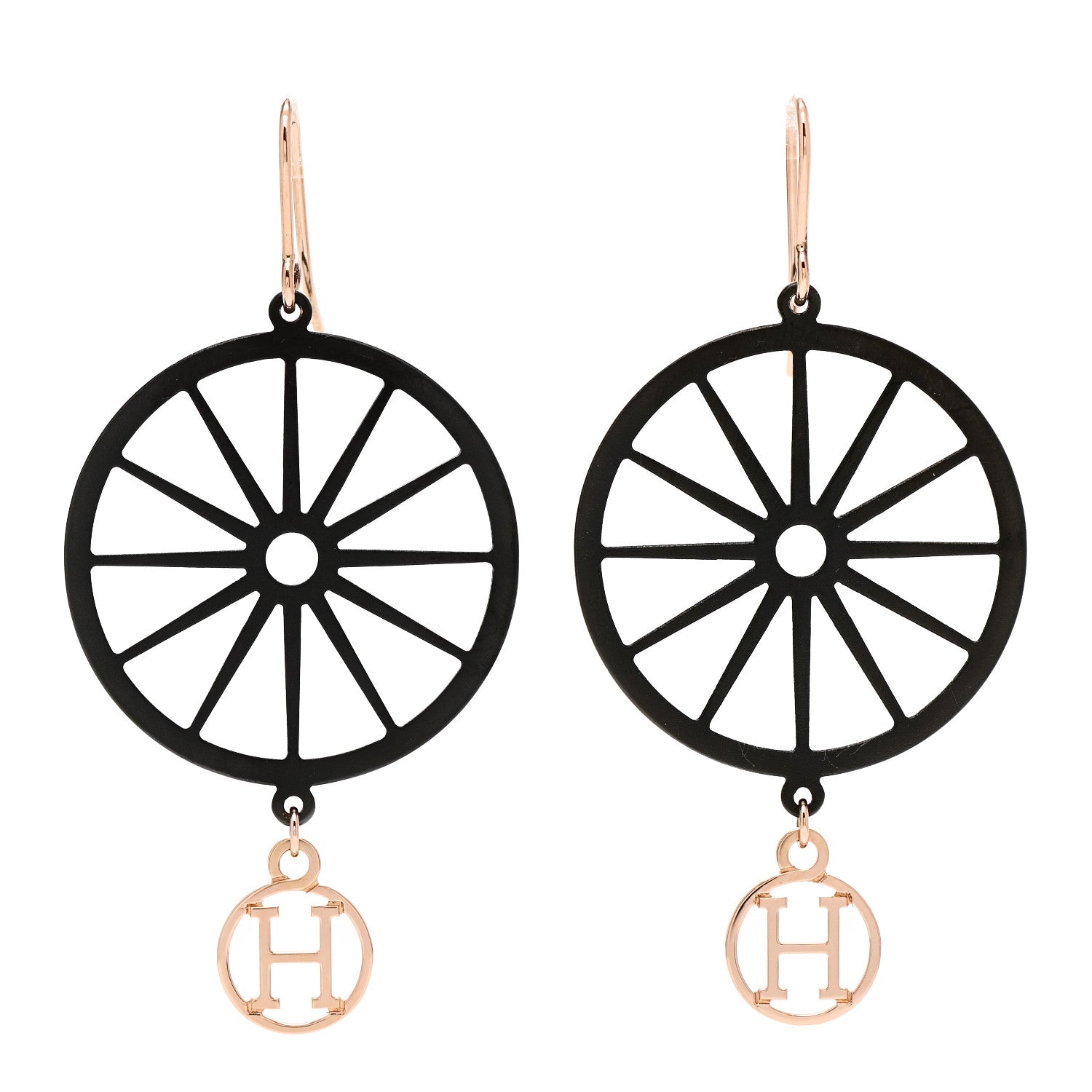 Hermes Sterling Silver 18K Rose Gold Crazy Caleche Earrings 1 of 5