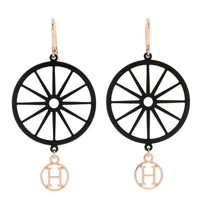 Hermes Sterling Silver 18K Rose Gold Crazy Caleche Earrings 1 of 5