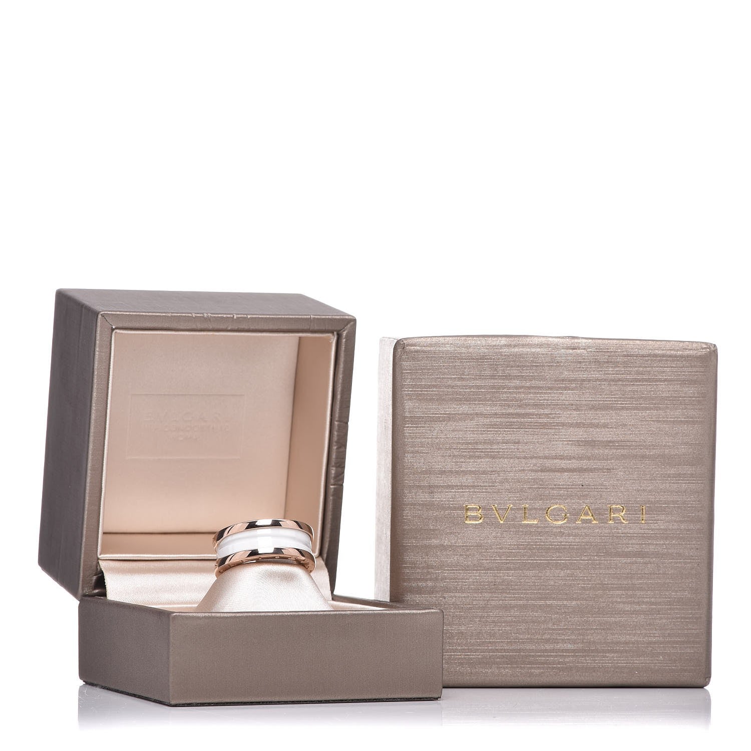 Bulgari 18K Rose Gold White Ceramic B.Zero1 Two-Band Ring 51 5.75 12 of 12