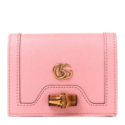 Gucci Wonka Grain Calfskin Diana Card Case Wallet Wild Rose 1 of 9