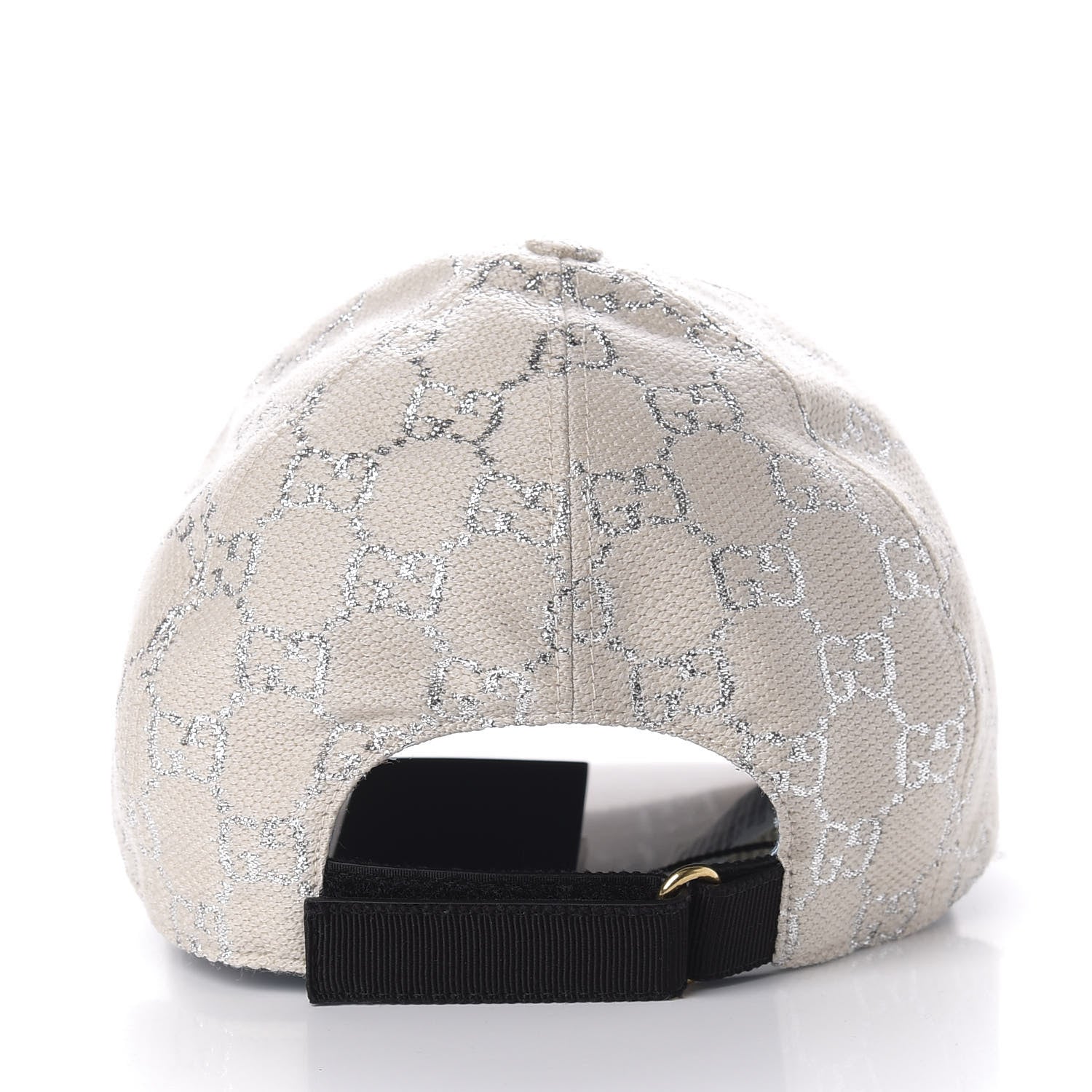 Gucci Canvas Lame GG Monogram Rush Baseball Hat M Gardenia Silver 6 of 9