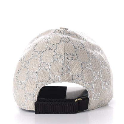Gucci Canvas Lame GG Monogram Rush Baseball Hat M Gardenia Silver 6 of 9