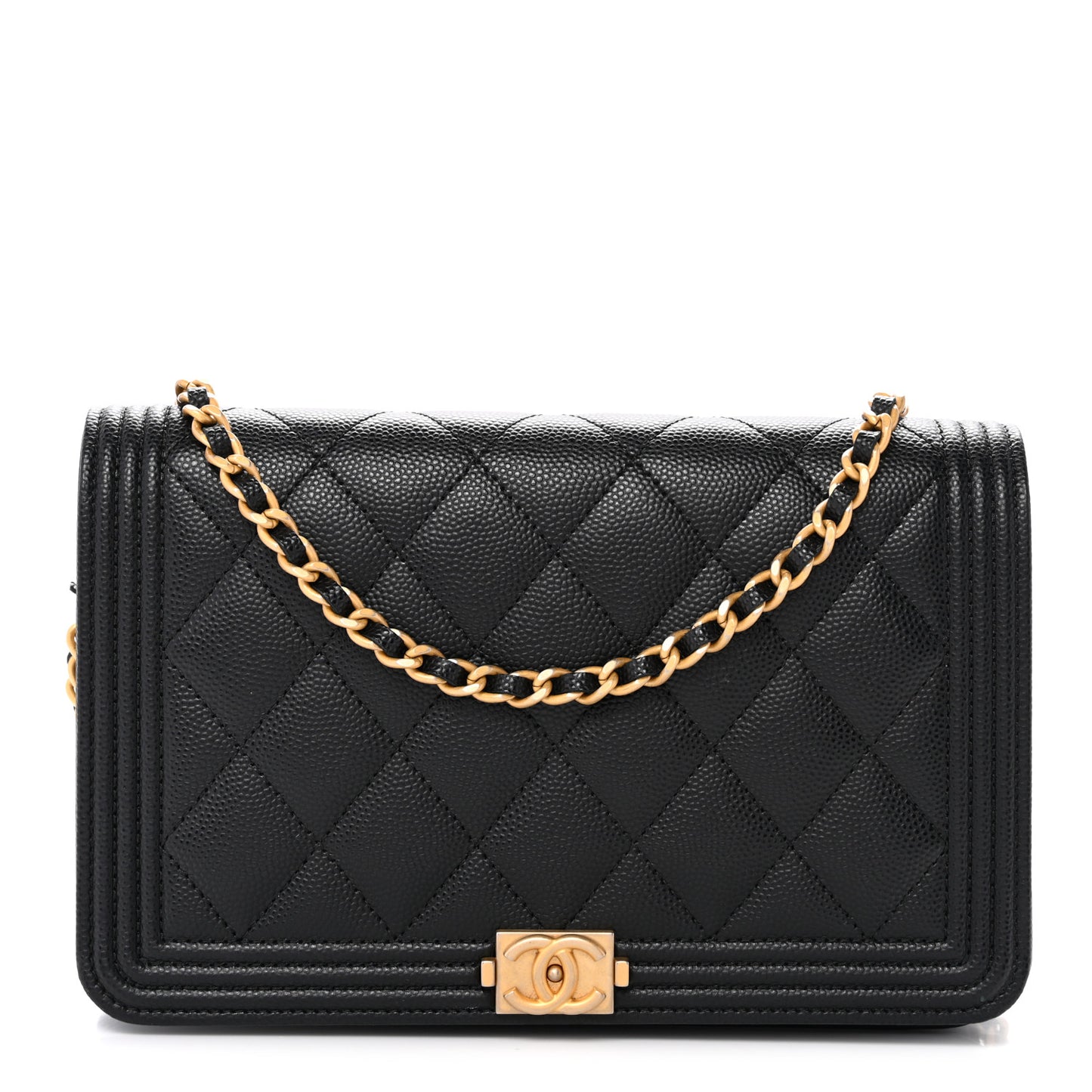 Caviar Quilted Boy Wallet On Chain WOC Black