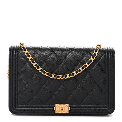 Chanel Caviar Quilted Boy Wallet On Chain WOC Black 1 of 13
