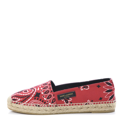 Saint Laurent Bandana Print Canvas Espadrilles 36.5 Red 1 of 9