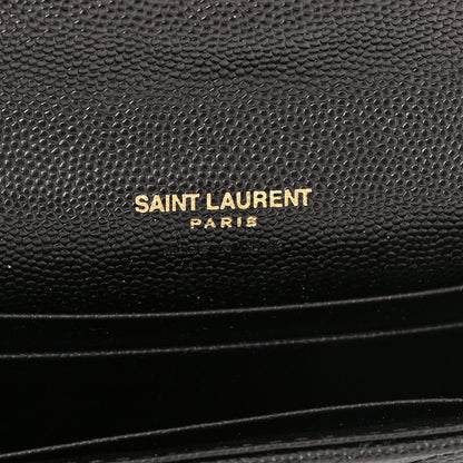 Saint Laurent Grain De Poudre Matelasse Chevron Small Monogram Envelope Wallet Black 6 of 7