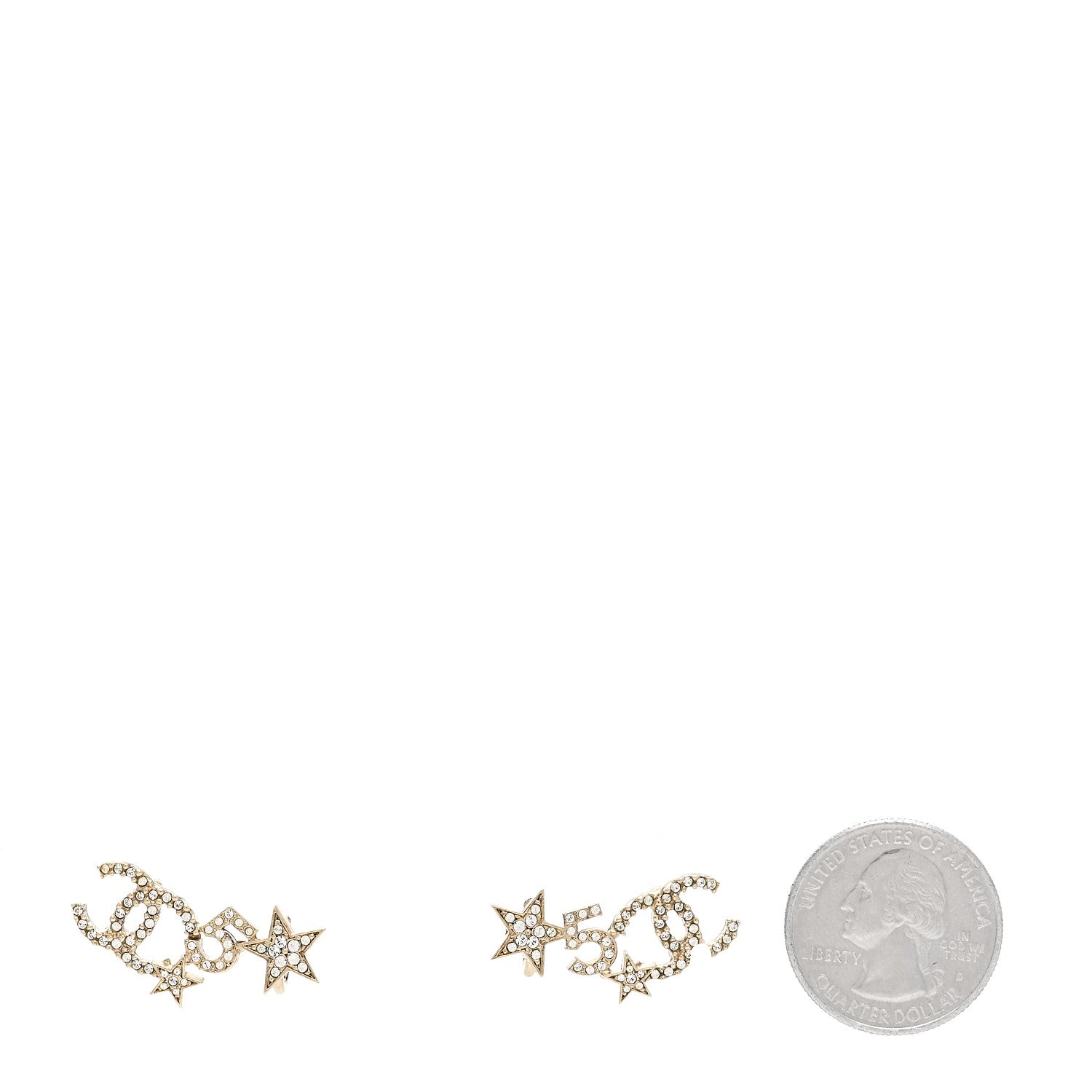 Chanel Crystal Star 5 CC Earrings Gold 2 of 4