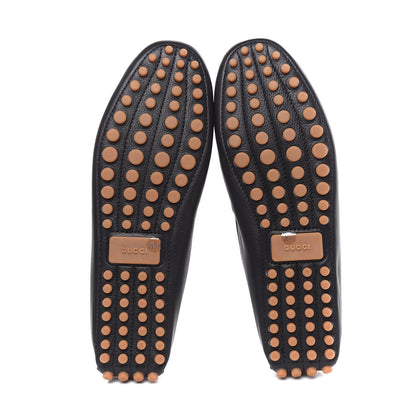 Gucci Hebron Calfskin Womens Bamboo Tassel Driver Loafers 38.5 Black 5 of 10
