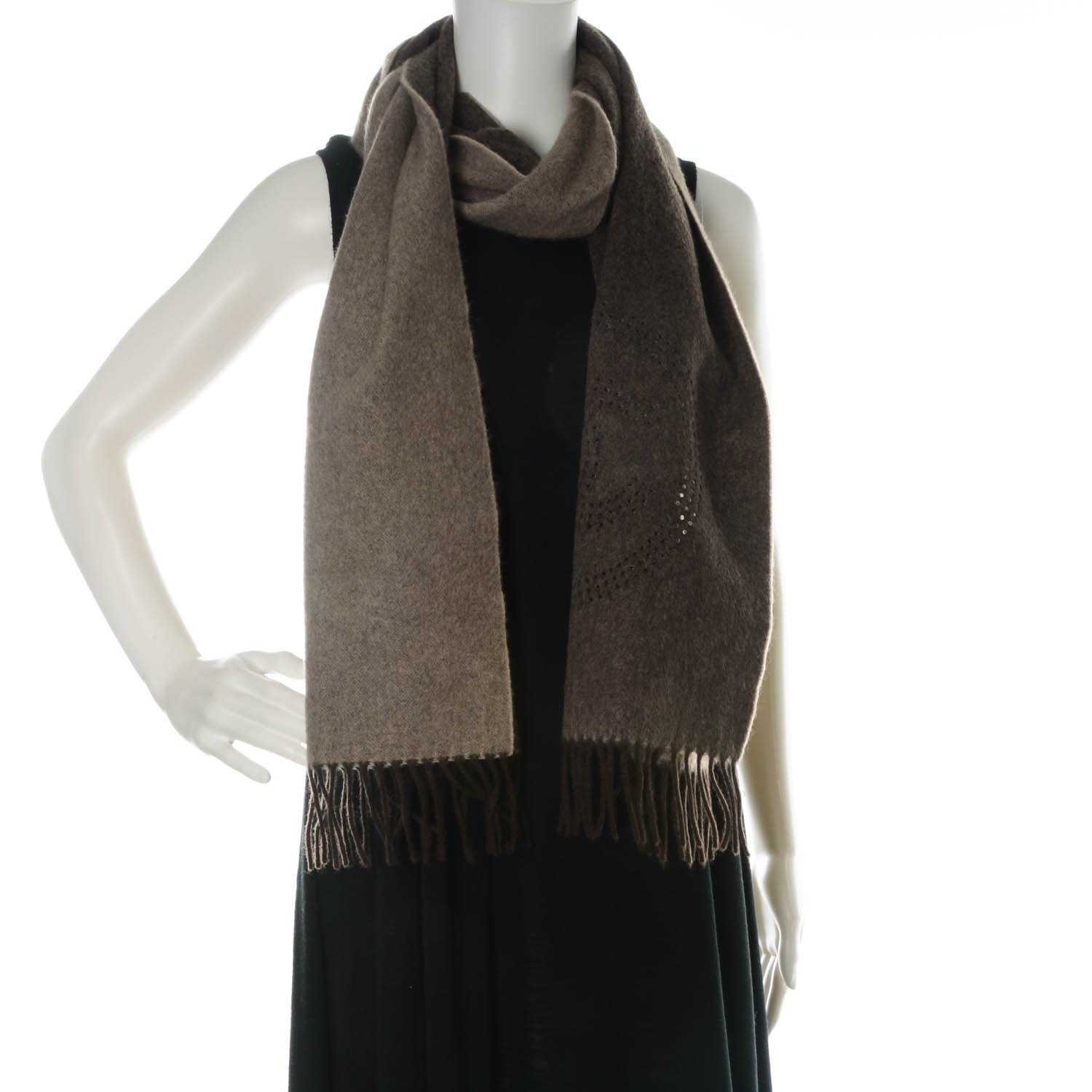 Chanel Cashmere CC Scarf Reversible Brown 2 of 4