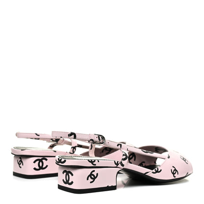 Chanel Printed Lambskin Coco Beach Sligback Sandals 37.5 Light Pink Black 4 of 8
