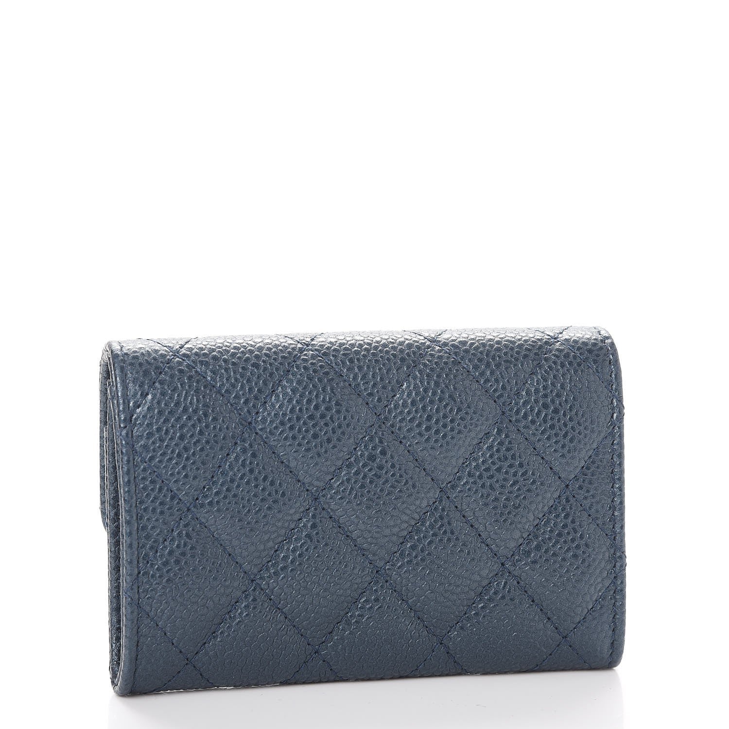 Chanel Caviar Quilted Card Holder Wallet Dark Blue 3 of 9