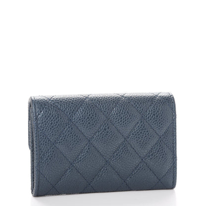 Chanel Caviar Quilted Card Holder Wallet Dark Blue 3 of 9