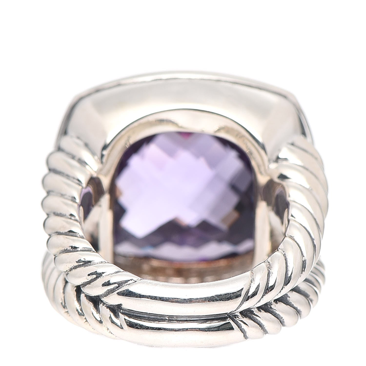 David Yurman Sterling Silver Diamond Amethyst 17mm Albion Ring 51 5.75 4 of 5