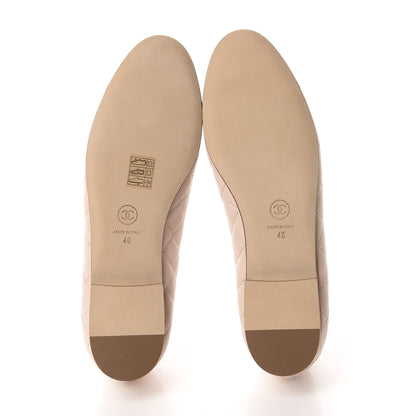 Chanel Lambskin Quilted Cap Toe Ballerina Flats 40 Beige 6 of 10