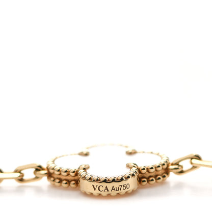 Van Cleef & Arpels 18K Yellow Gold Mother of Pearl 5 Motifs Vintage Alhambra Bracelet 4 of 6