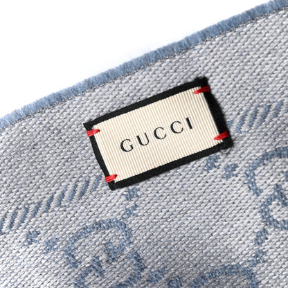 Gucci Wool Monogram Fringe Scarf Light Blue 4 of 4