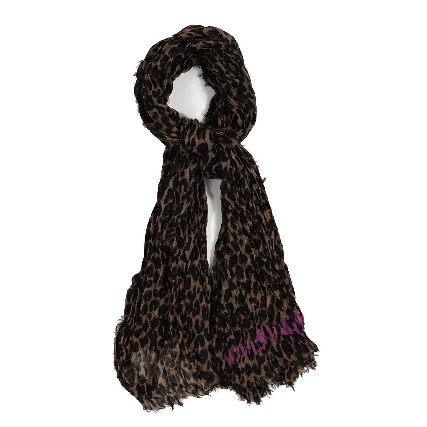 Louis Vuitton Cashmere Silk Leopard Etole Stole Marron 1 of 3