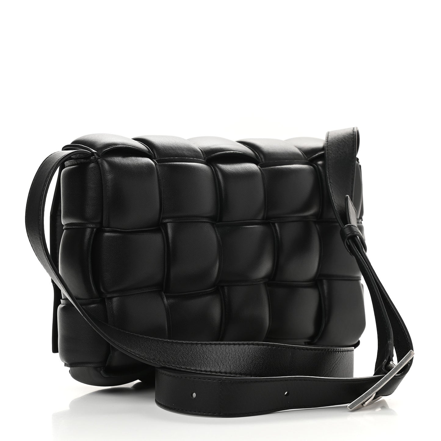 Nappa Maxi Intreccio Padded Cassette Crossbody Bag Black