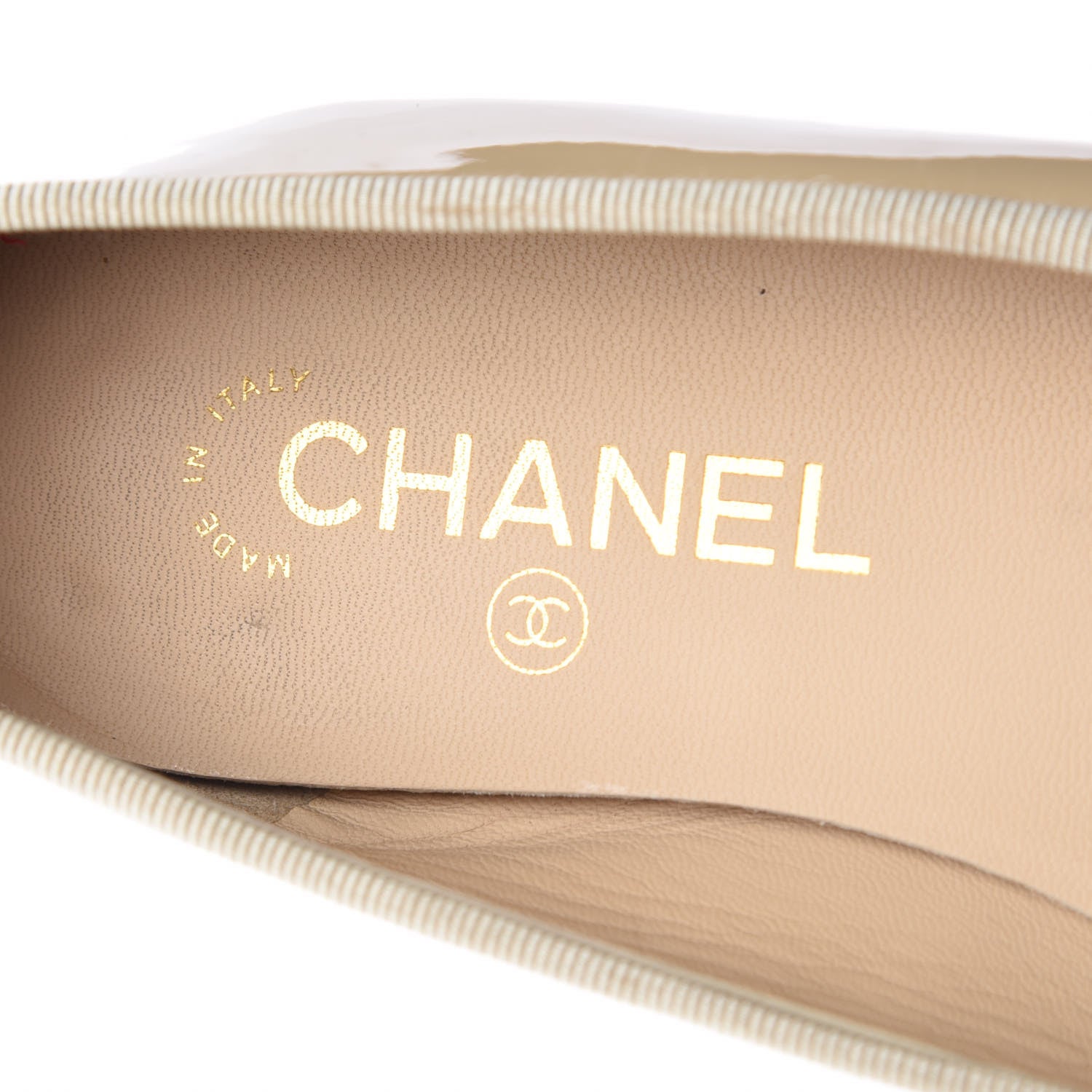 Chanel Patent Calfskin Cap Toe CC Ballerina Flats 38.5 Beige 13 of 16