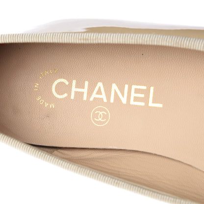 Chanel Patent Calfskin Cap Toe CC Ballerina Flats 38.5 Beige 13 of 16