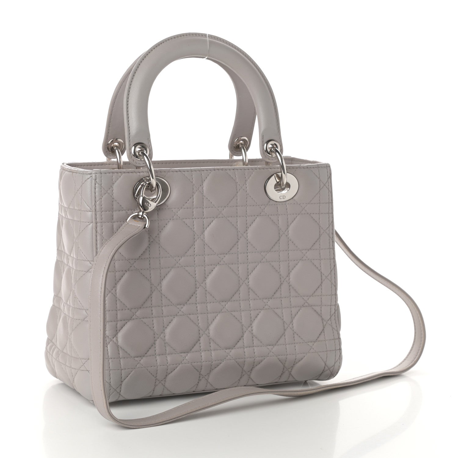 Christian Dior Lambskin Cannage Medium Lady Dior Grey 3 of 9