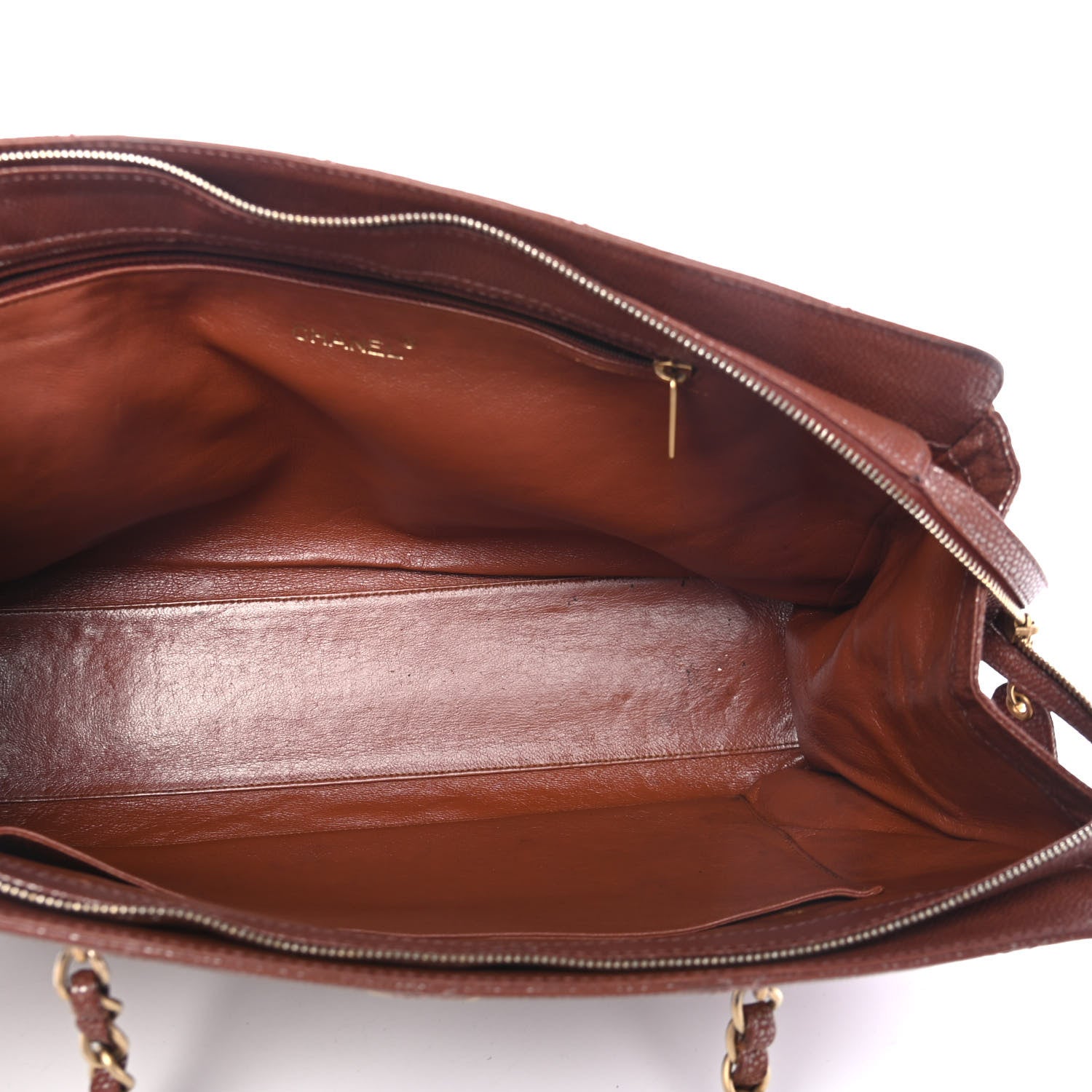 Chanel Metallic Caviar Quilted Shopping Tote Brown 4 of 5