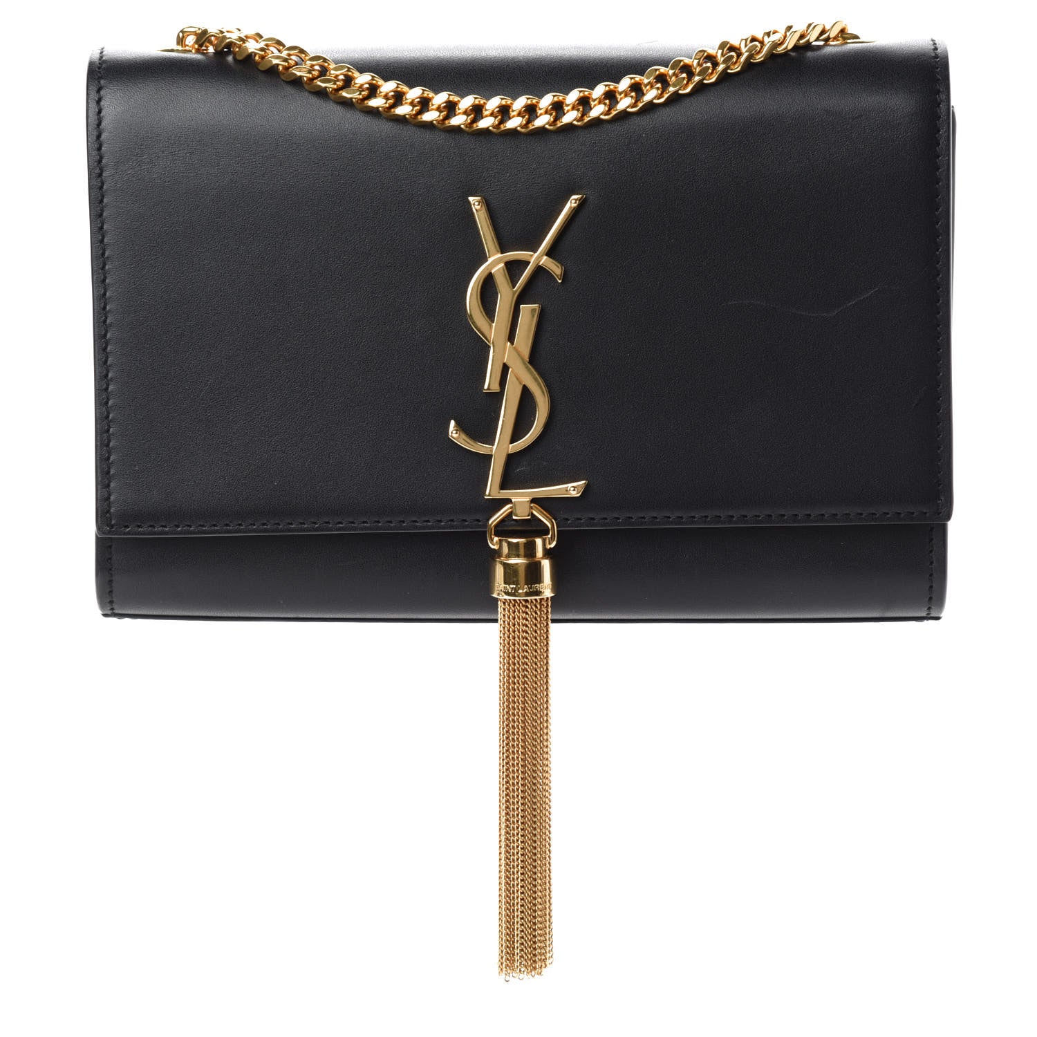 Saint Laurent Smooth Calfskin Small Classic Monogram Kate Tassel Satchel Black 1 of 10