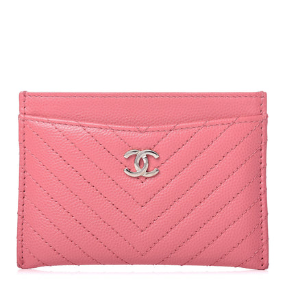 Chanel Caviar Chevron Quilted Card Holder Pink 1 of 9