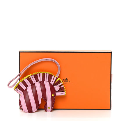 Hermes Milo Lambskin Geegee Savannah Bag Charm Rouge Grenat Mauve Sylvestre Lime 6 of 6