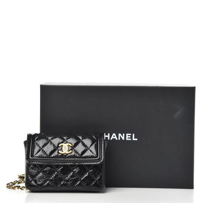 Chanel Shiny Aged Calfskin Quilted Waist Belt Bag Black 8 of 8