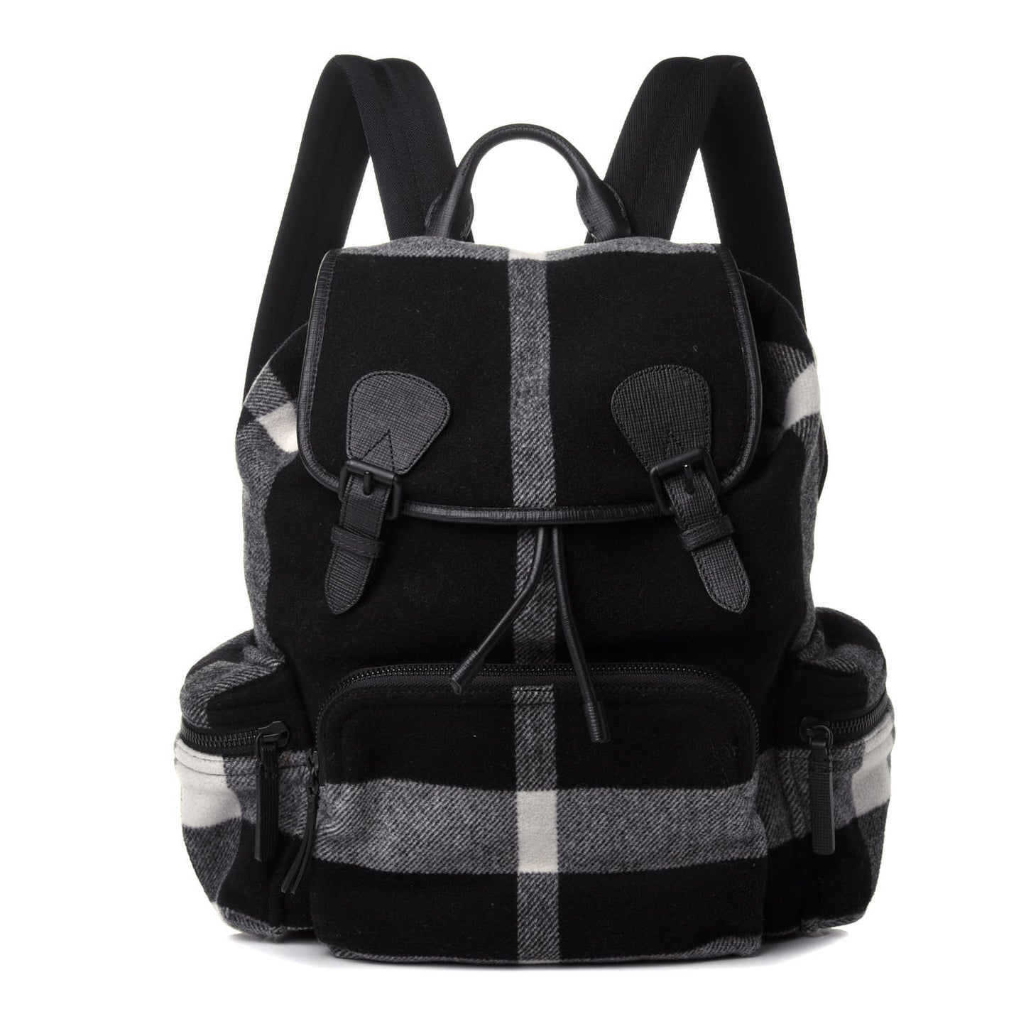Wool House Check Large Rucksack Backpack Black