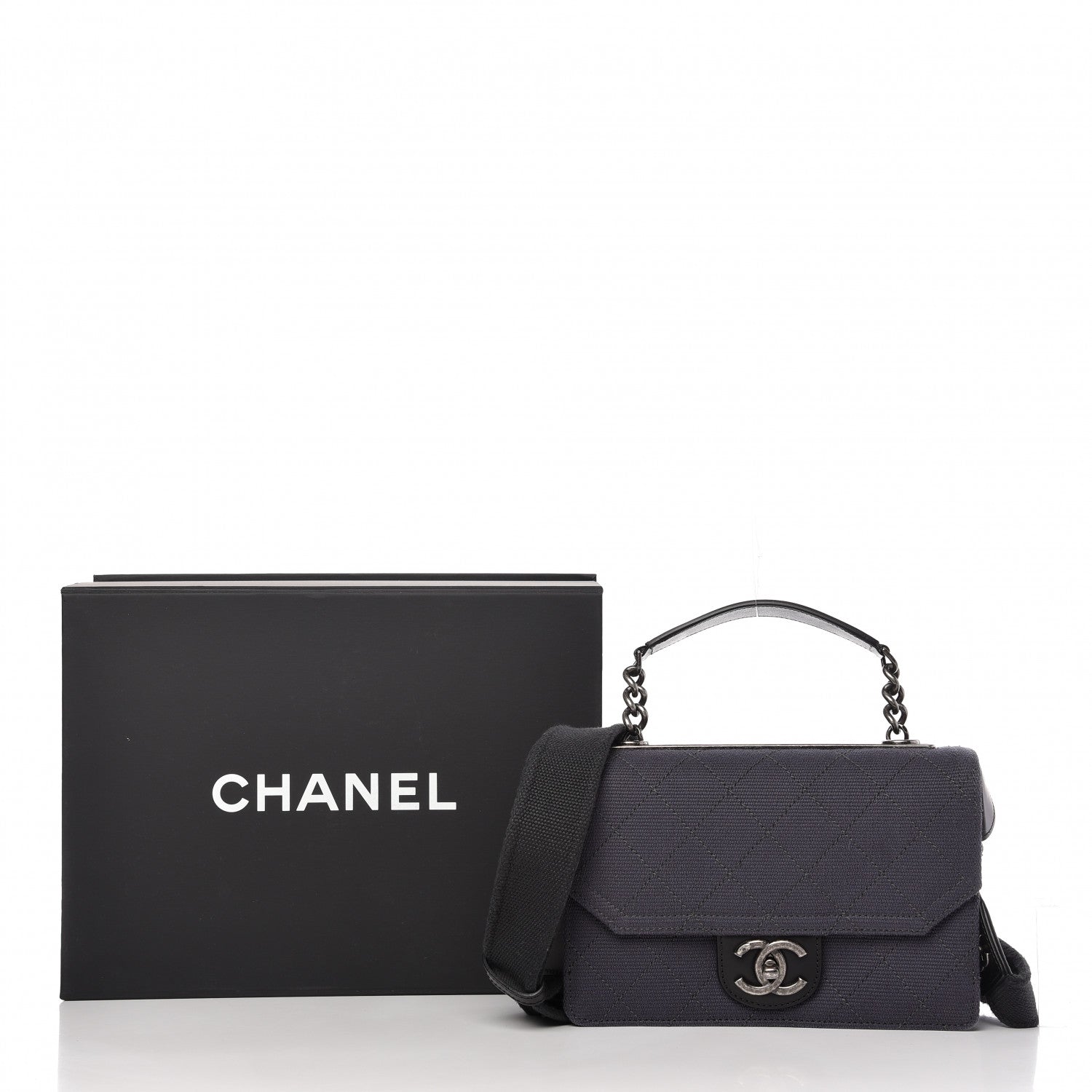 Chanel Fabric Quilted Small Flap Bag Dark Grey 11 of 11