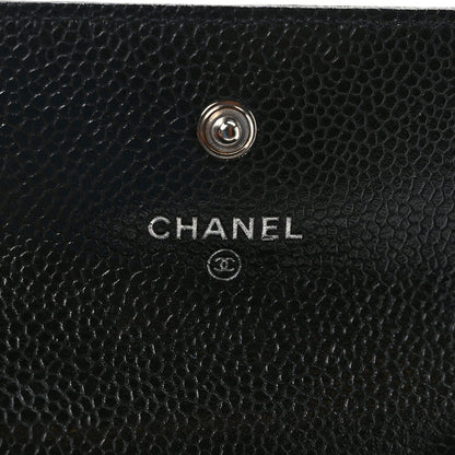 Chanel Caviar Camellia Embossed Card Holder Wallet Black 6 of 8