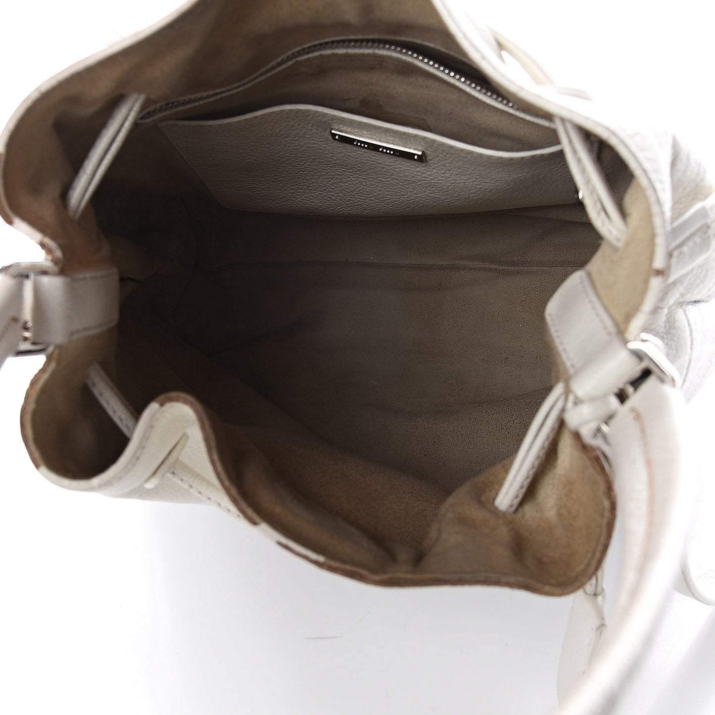 Goatskin Madras Bi-Color Bucket Bag Chrome White