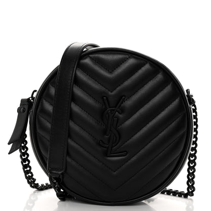 Saint Laurent Calfskin Matelasse Chevron Round Vinyle Camera Bag Black 1 of 9