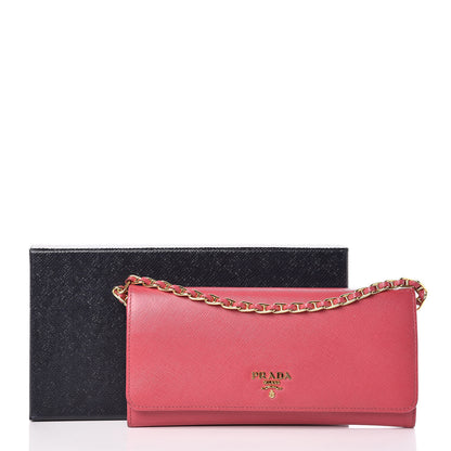 Prada Saffiano Metal Oro Chain Wallet Peonia 22 of 22