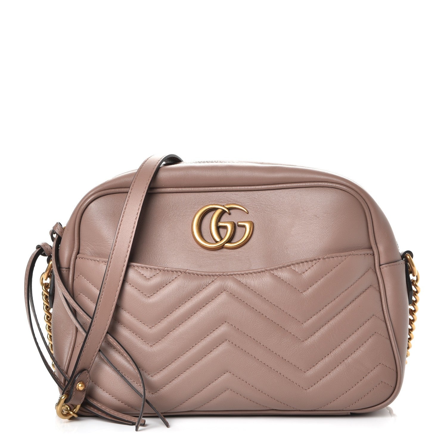 Gucci Calfskin Matelasse Medium GG Marmont Chain Shoulder Bag Porcelain Rose 1 of 9