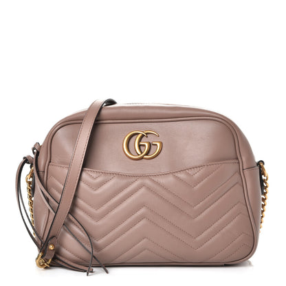 Gucci Calfskin Matelasse Medium GG Marmont Chain Shoulder Bag Porcelain Rose 1 of 9