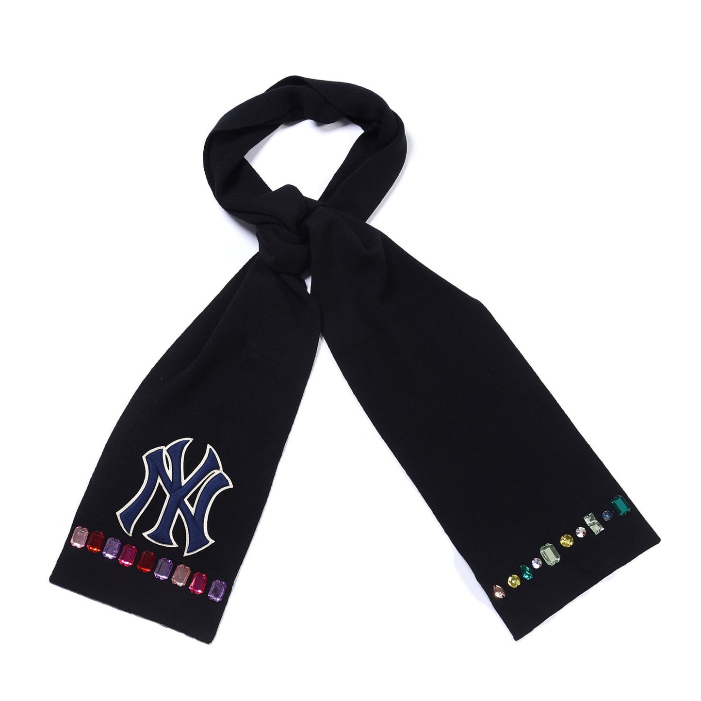 X MLB Wool Crystal NY Yankees Scarf Black