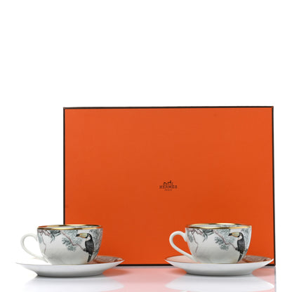 Hermes Porcelain Carnets d'Equateur Tea Cup and Saucer Set of 2 9 of 9