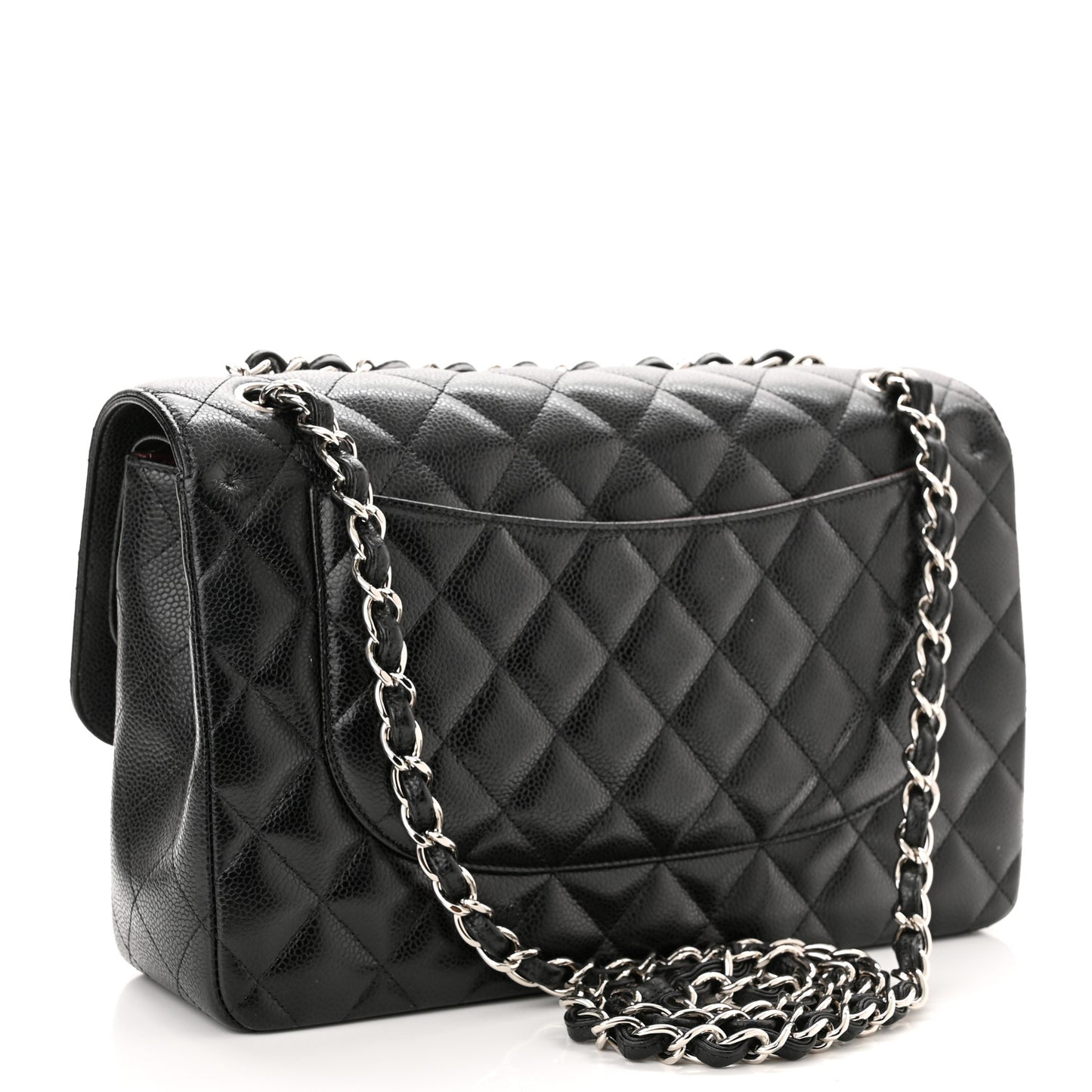 Caviar Quilted Jumbo Double Flap Black