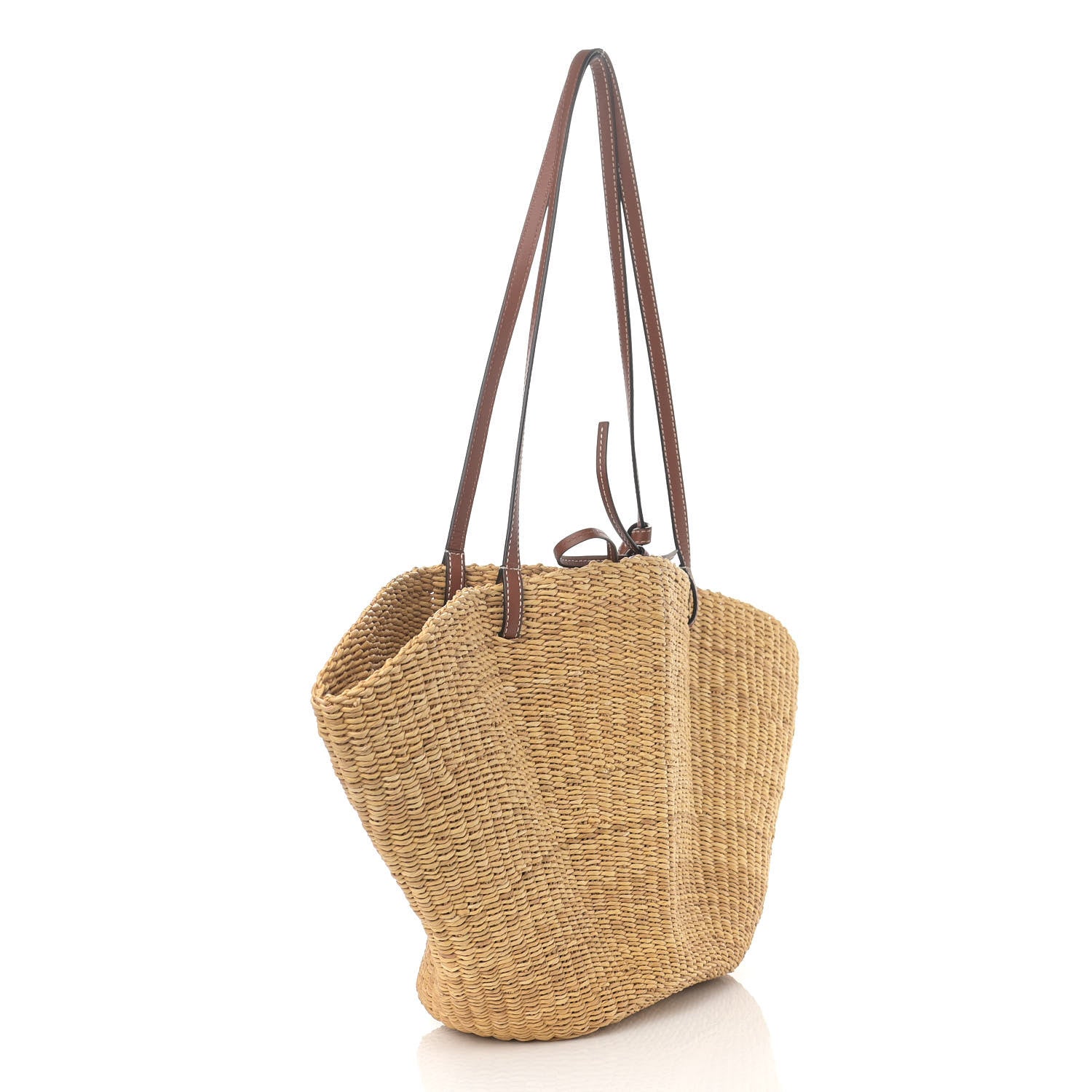 Loewe Calfskin Raffia Paulas Ibiza Small Basket Tote Bag Natural Tan 3 of 10